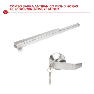 Combo - Barra Antipánico Push 3 Horas UL 1710P Sobreponer 1 Punto