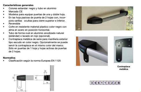 BARRA ANTIPANICO PUSH DE EMBUTIR 1340P (PADILLA)